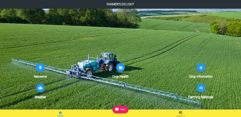 Agritech app showing farm dashboard